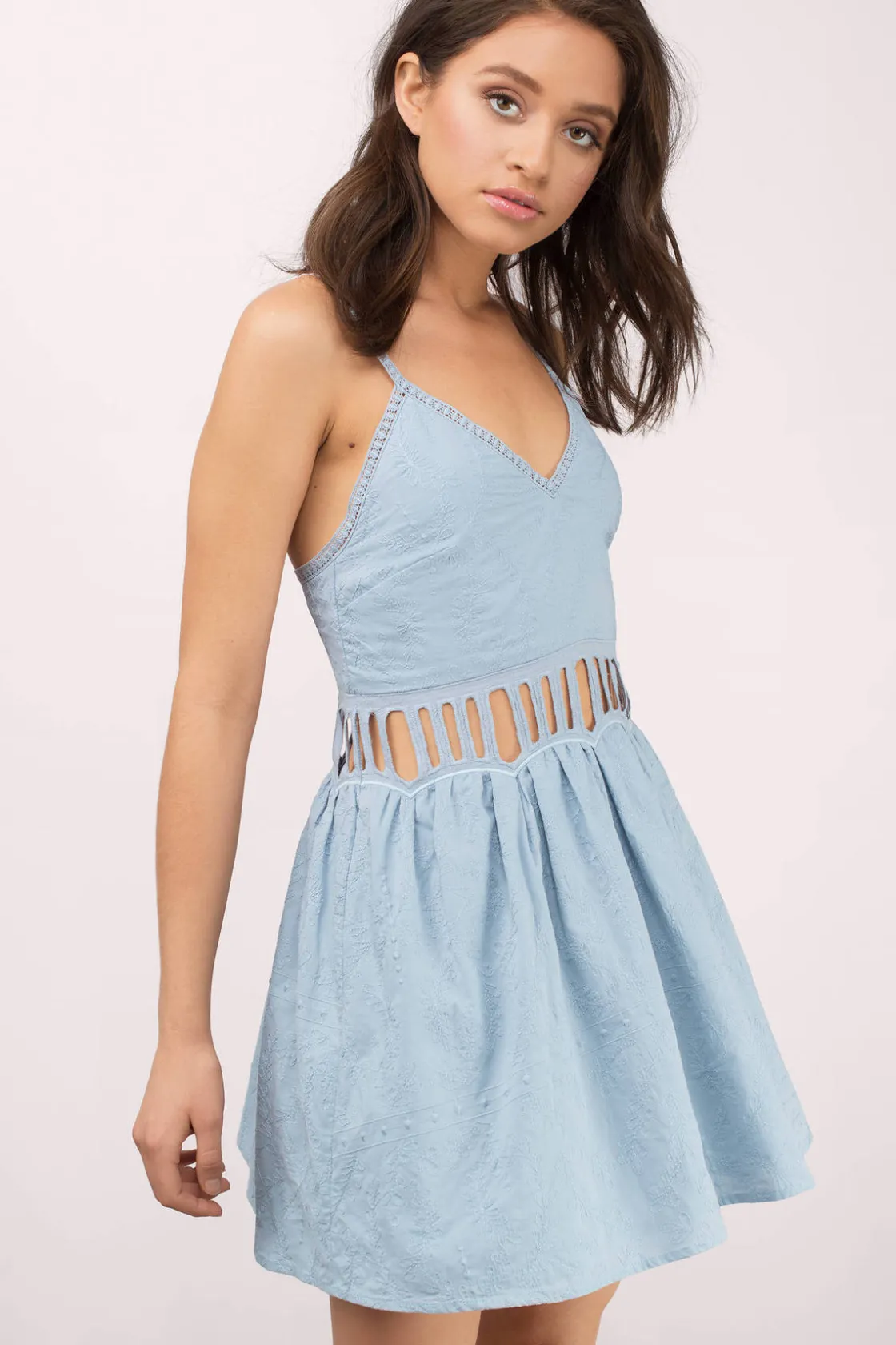 Tobi The Jetset Diaries Jasmina Embroidered Skater Mini Dress -