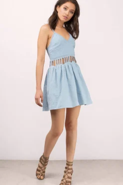 Tobi The Jetset Diaries Jasmina Embroidered Skater Mini Dress -