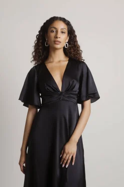 Tobi The Joy Of It Satin Surplice Maxi Dress - Emerald