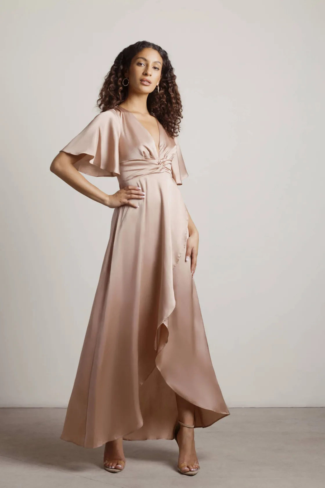 Tobi The Joy Of It Satin Surplice Maxi Dress - Emerald