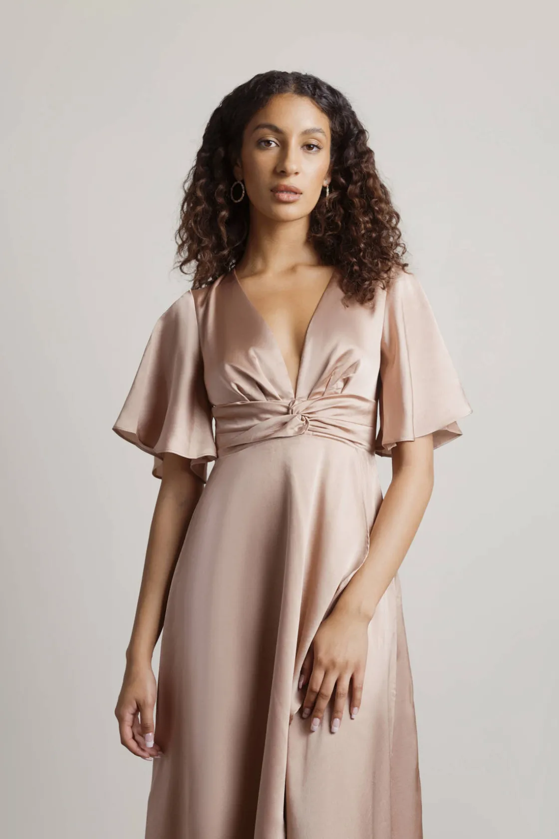 Tobi The Joy Of It Satin Surplice Maxi Dress - Emerald