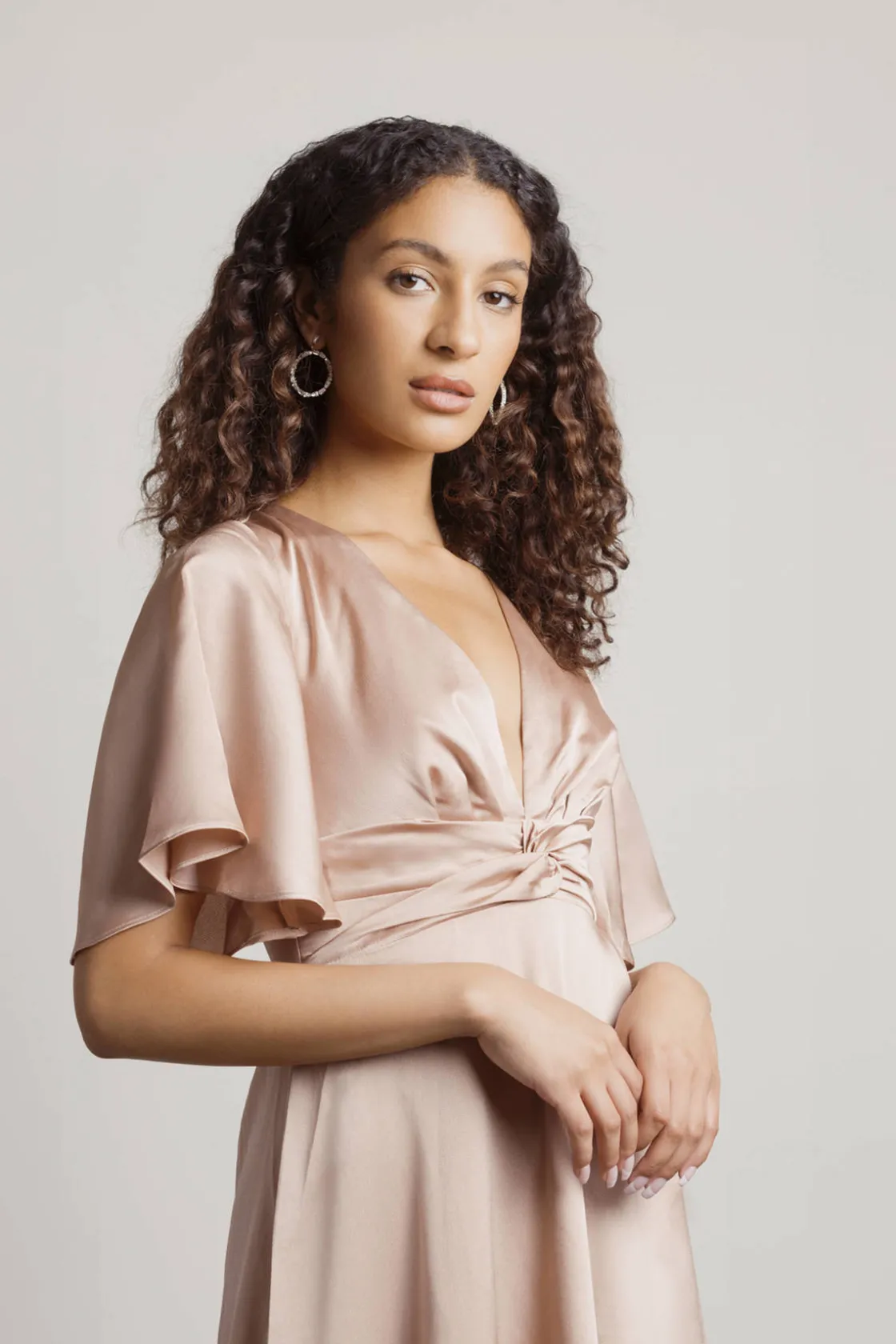 Tobi The Joy Of It Satin Surplice Maxi Dress - Emerald