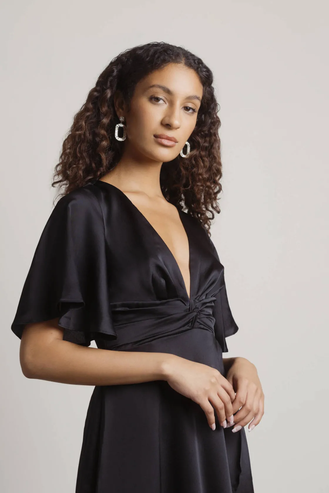 Tobi The Joy Of It Satin Surplice Maxi Dress - Emerald