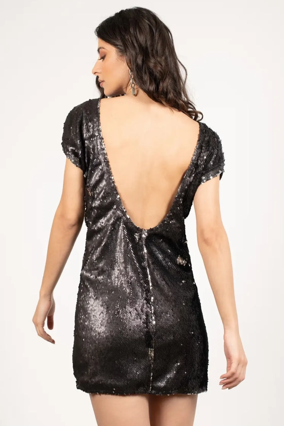 Tobi The Light Is Coming Sequin Open Back Mini Dress - Copper