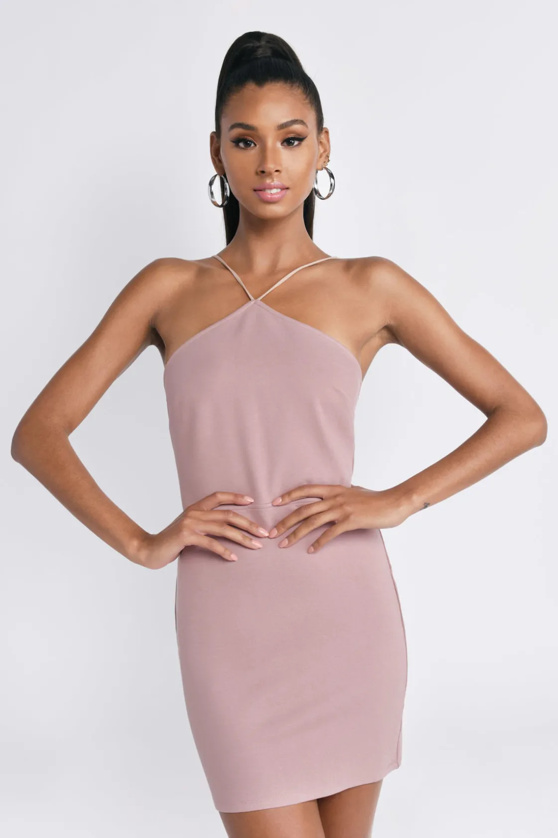 Tobi The Lowdown Open Back Bodycon Mini Dress - Rose