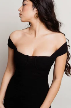 Tobi The Romantics Off Shoulder Ruched Midi Dress