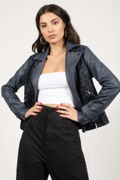 Tobi The Wild Side Moto Jacket - Navy Multi