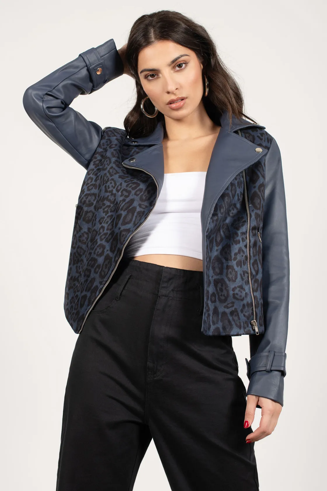 Tobi The Wild Side Moto Jacket - Navy Multi