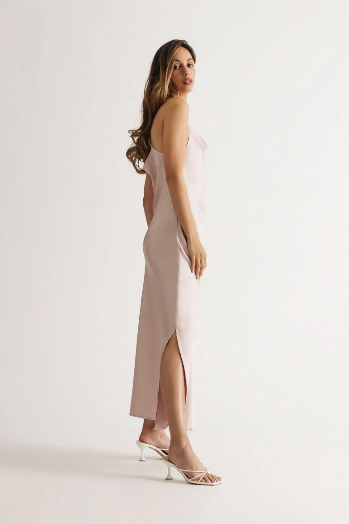 Tobi Theodora Satin Cowl Neck Midi Dress - Dark Navy