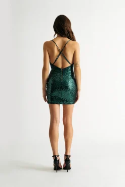 Tobi Tiny Secret Sequin Cross Back Mini Dress -