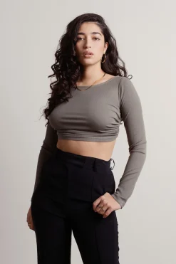 Tobi Tomo Crop Top - Olive