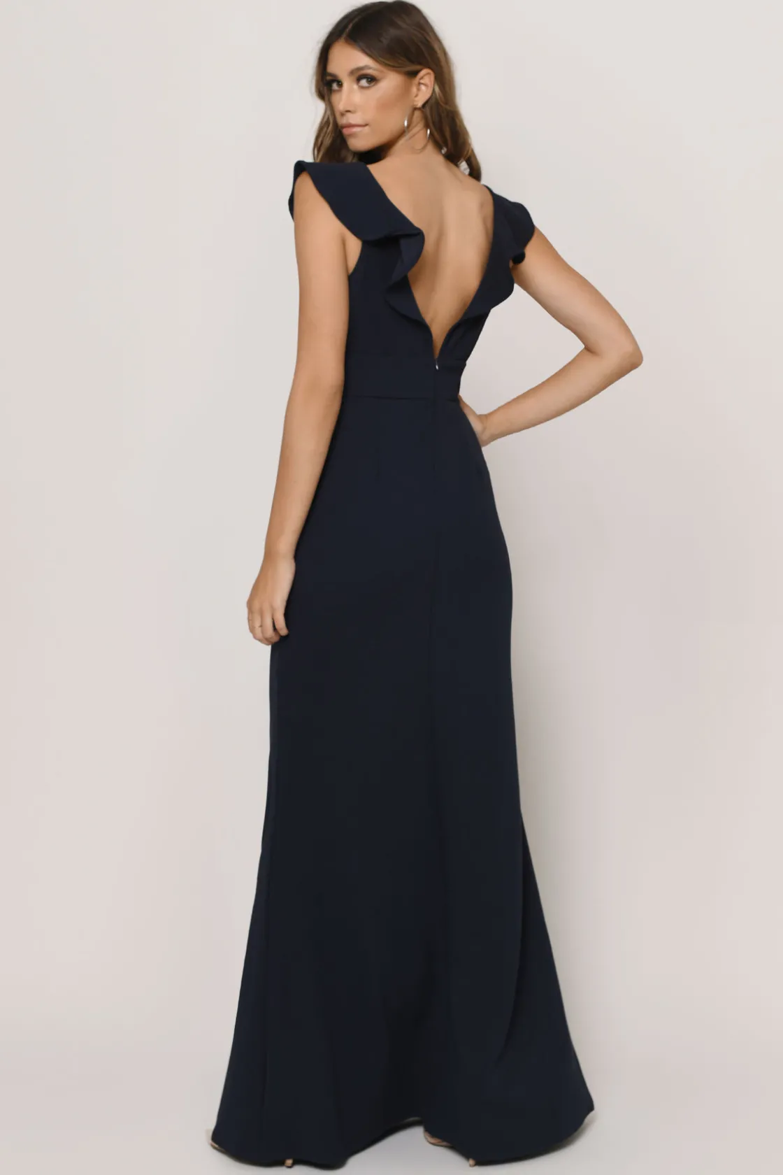 Tobi Too Close Ruffle Deep V Maxi Dress - Wine