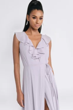 Tobi Treasure Me Plunging High Slit Maxi Dress - Lilac