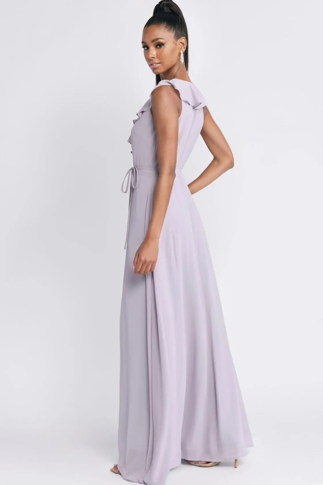 Tobi Treasure Me Plunging High Slit Maxi Dress - Lilac