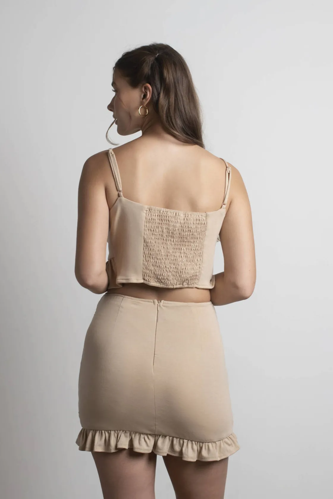 Tobi True Confessions Ruffle Crop Top And Mini Skirt Set -