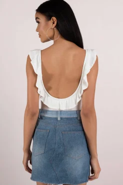 Tobi Two Step Hem Denim Mini Skirt -