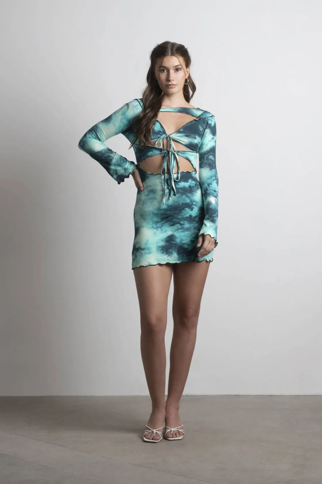 Tobi Underwater Tie Dye Cutout Mini Dress -