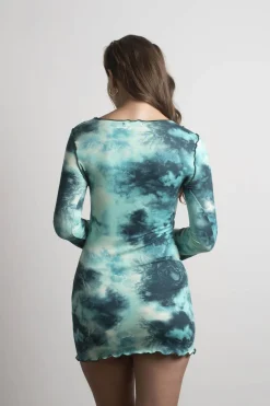 Tobi Underwater Tie Dye Cutout Mini Dress -