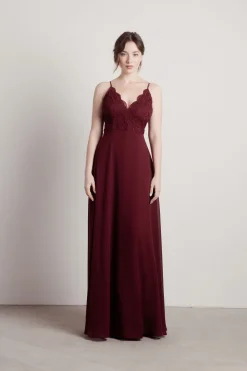 Tobi Unforgettable Lace High Slit Maxi Dress - Mauve