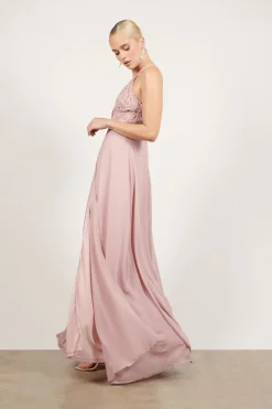 Tobi Unforgettable Lace High Slit Maxi Dress - Mauve