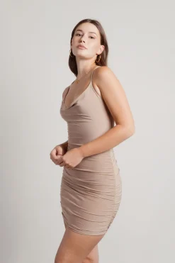 Tobi Vaea Cross Back Bodycon Mini Dress - Taupe