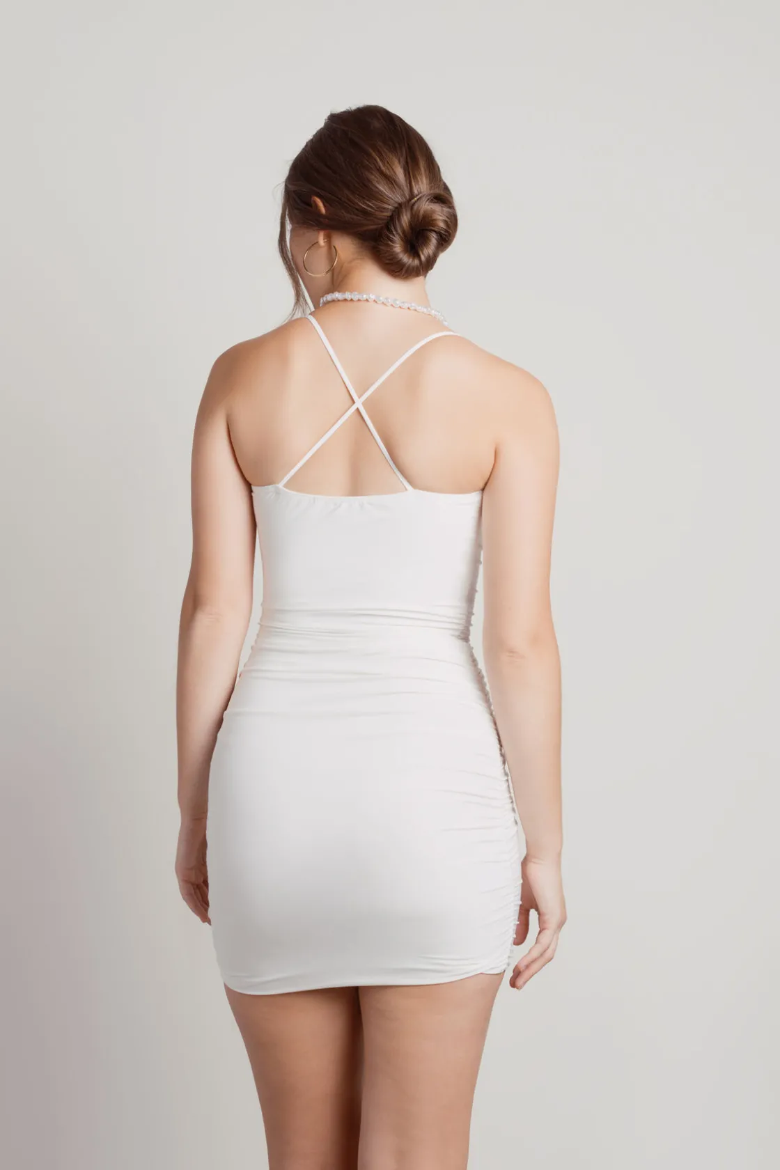 Tobi Vaea Cross Back Bodycon Mini Dress - Taupe