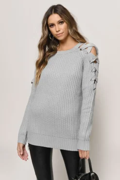 Tobi Vana Cold Shoulder Sweater - Grey