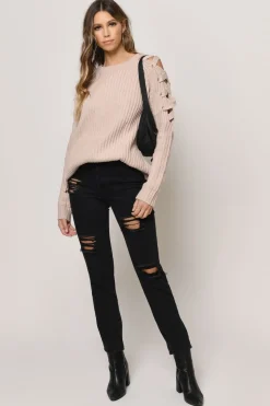 Tobi Vana Cold Shoulder Sweater - Grey