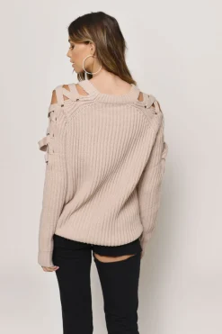 Tobi Vana Cold Shoulder Sweater - Grey