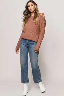 Tobi Vana Cold Shoulder Sweater - Grey