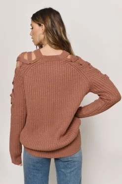 Tobi Vana Cold Shoulder Sweater - Grey