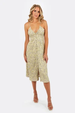 Tobi Velle Floral Button Up Midi Dress -