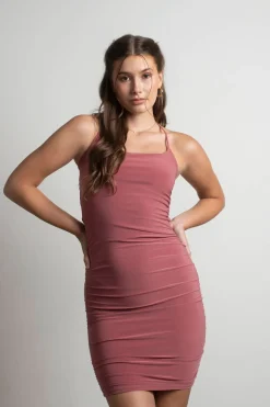 Tobi Vicki Ruched Open Back Mini Dress - Teal