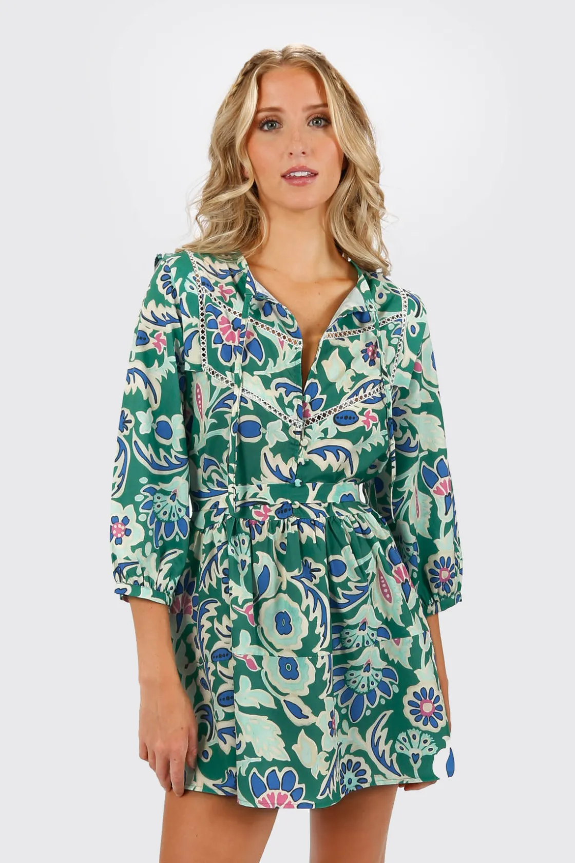 Tobi Viviana Floral Belted Mini Dress -