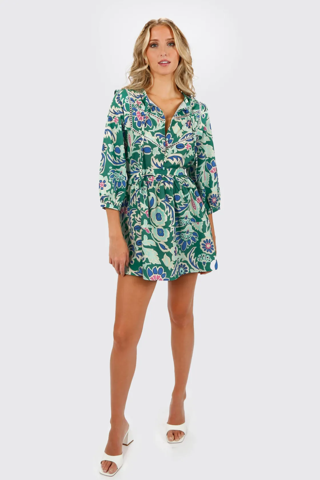 Tobi Viviana Floral Belted Mini Dress -