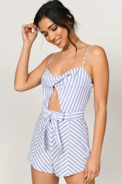 Tobi Wake Me Up Cutout Romper - Blue