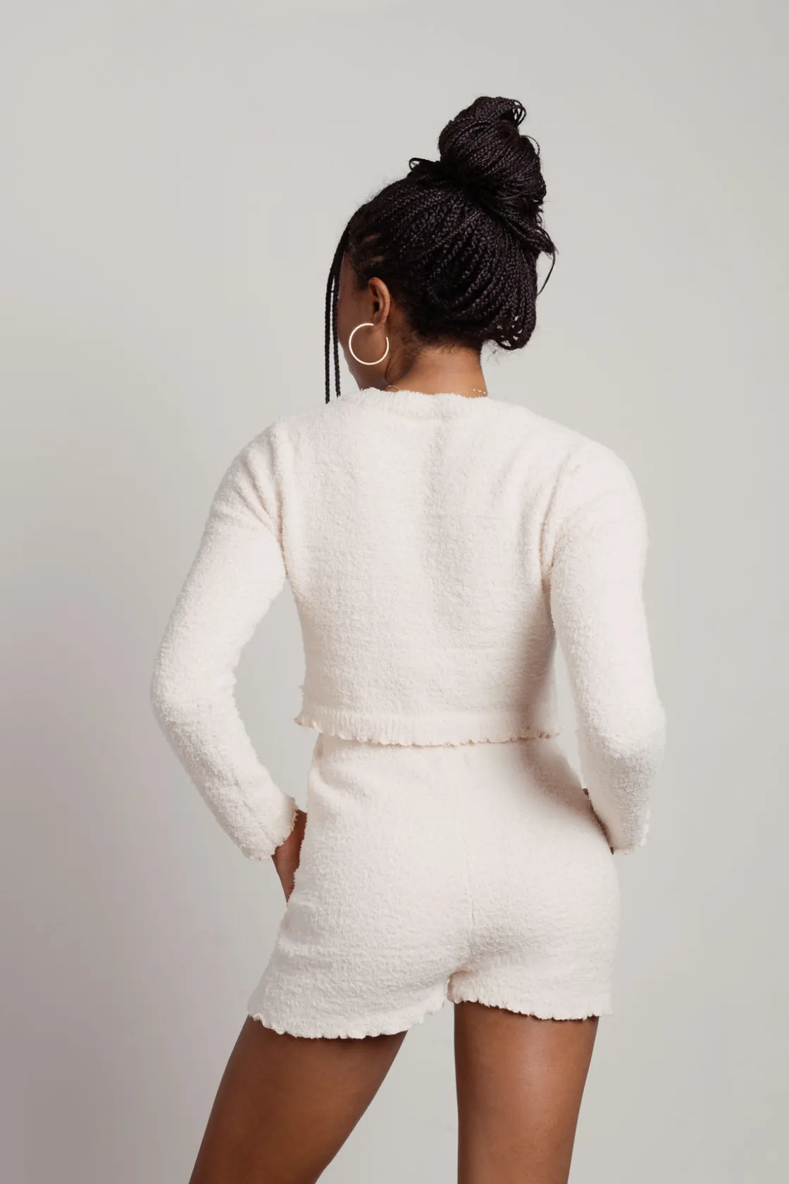 Tobi Warm Hug Fuzzy Crop Top And Short Set - Pink