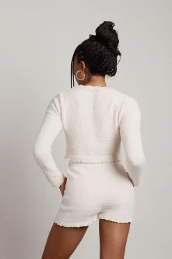 Tobi Warm Hug Fuzzy Crop Top And Short Set - Pink