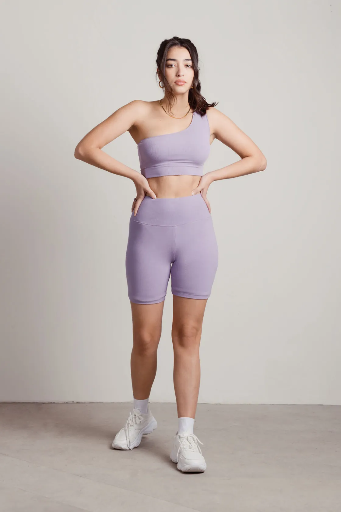 Tobi Warm Up One Shoulder Top And Biker Short Set -