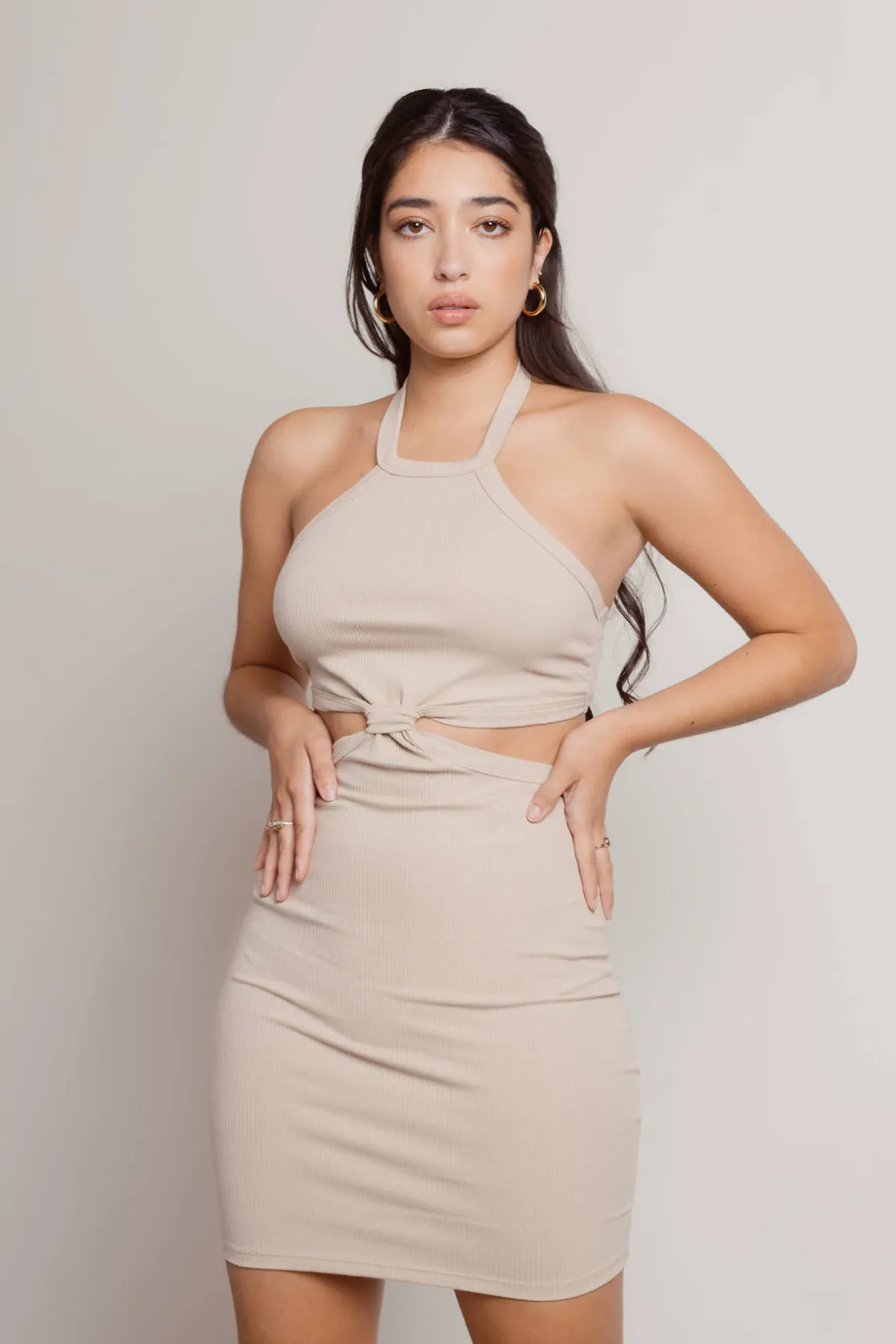 Tobi Wasted Time Ribbed Cutout Mini Dress - Blue