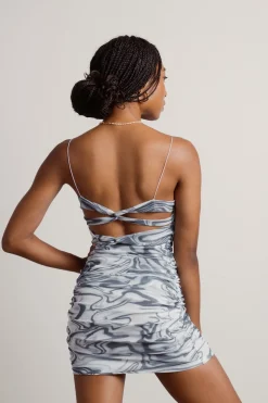 Tobi Wavy Vibes Cross Back Bodycon Mini Dress - Green