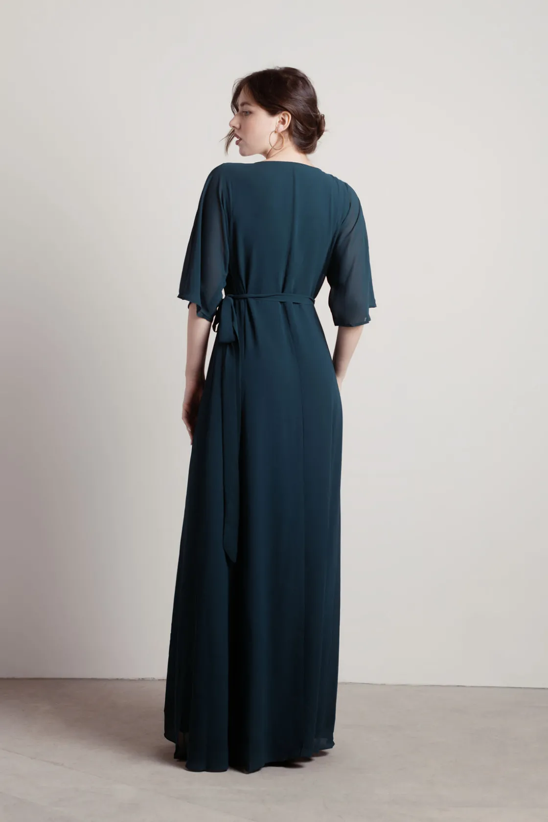 Tobi We Could Be Deep V High Slit Maxi Dress - Ivory