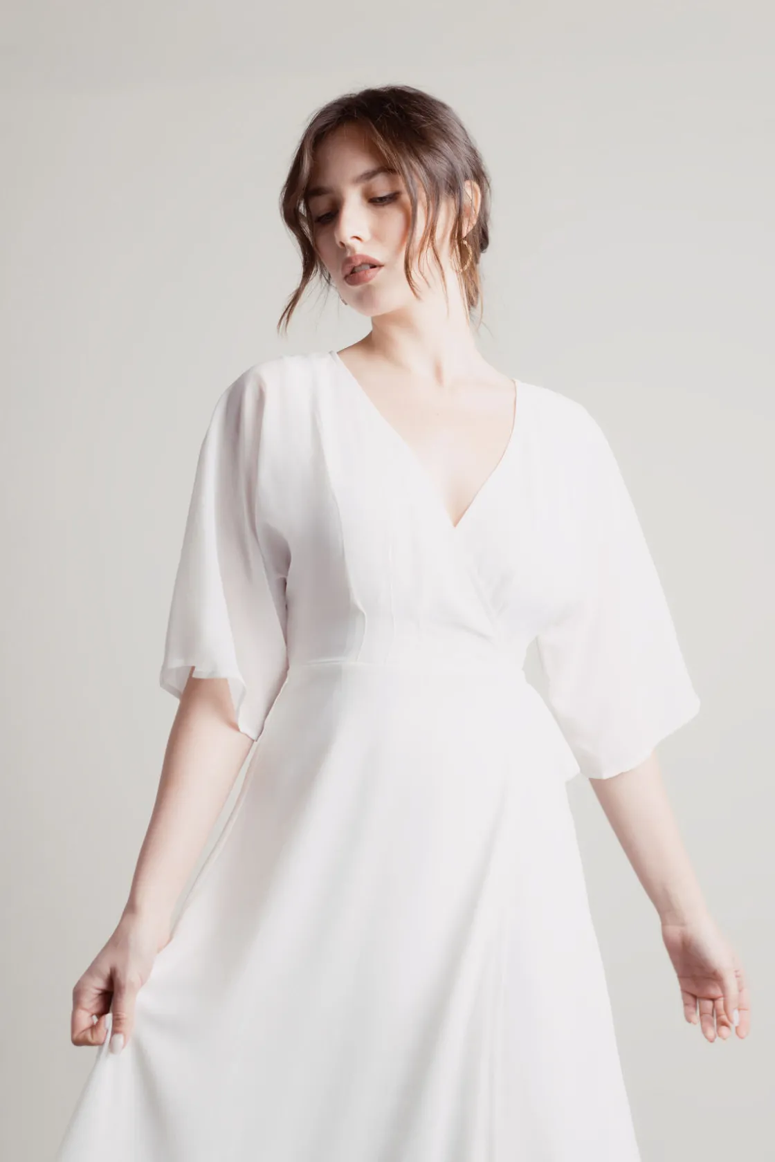 Tobi We Could Be Deep V High Slit Maxi Dress - Ivory