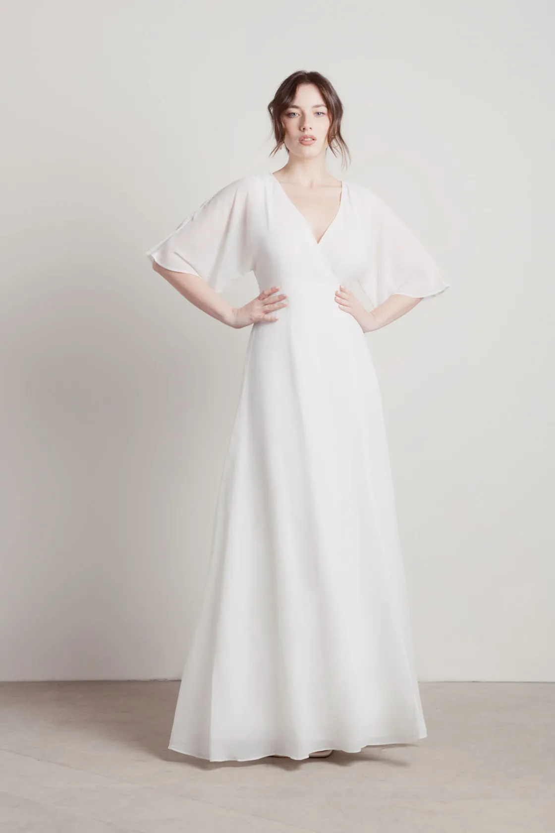 Tobi We Could Be Deep V High Slit Maxi Dress - Ivory