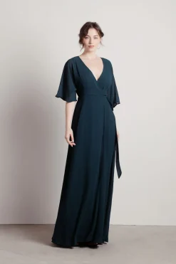 Tobi We Could Be Deep V High Slit Maxi Dress - Ivory