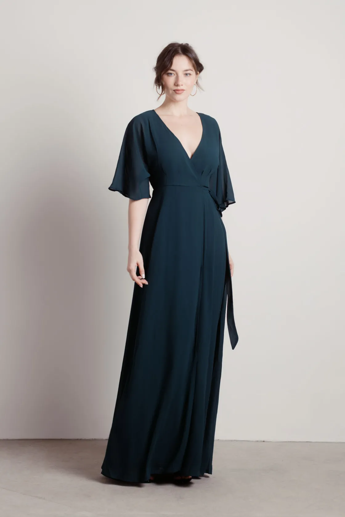 Tobi We Could Be Deep V High Slit Maxi Dress - Ivory