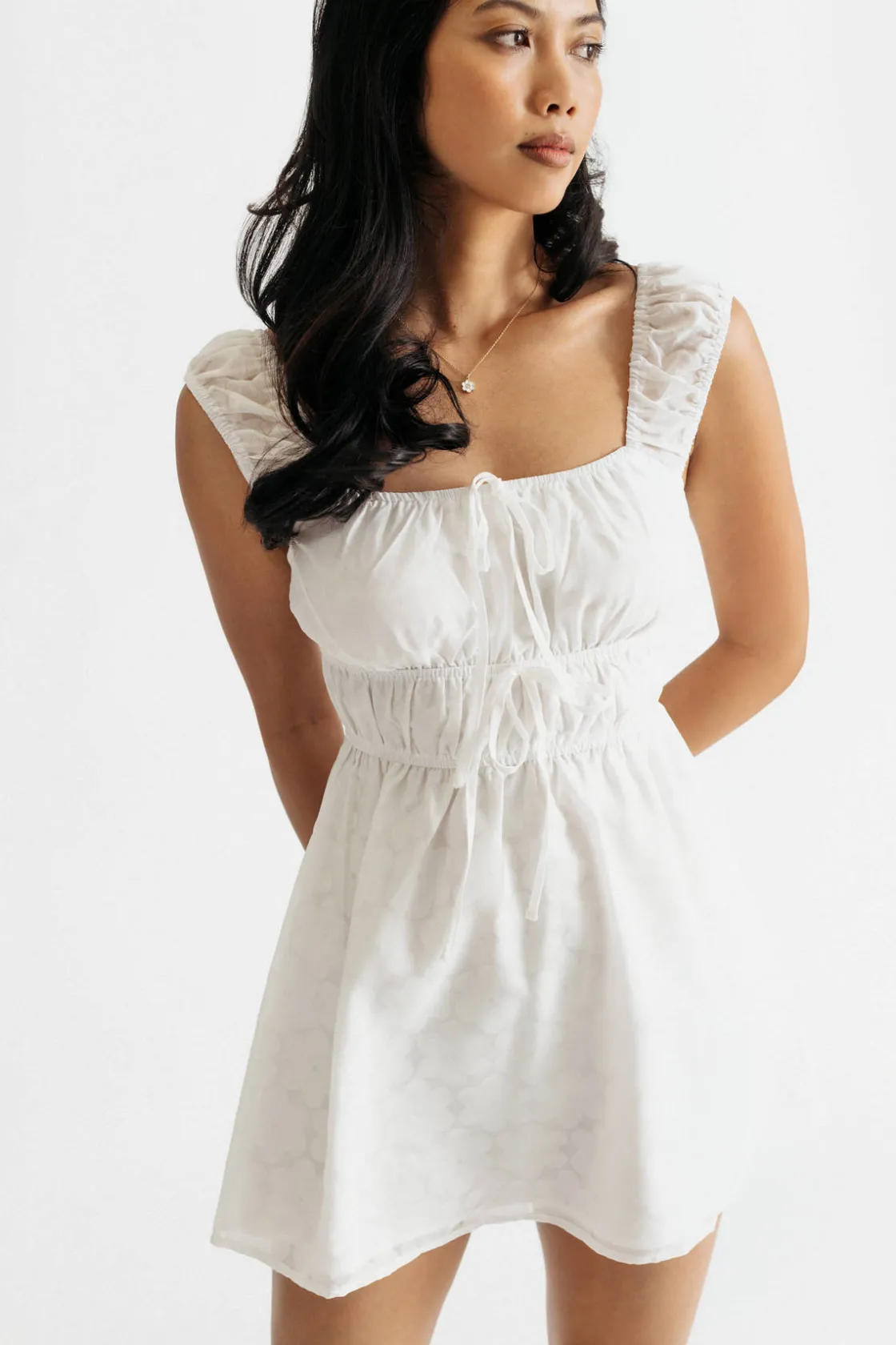Tobi West Coast Love Ruched Tie Skater Mini Dress