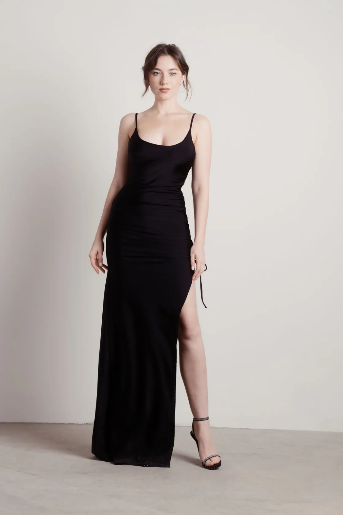 Tobi What A Night Ruched High Slit Maxi Dress - Mauve