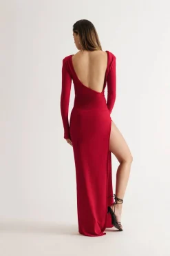 Tobi When You Know Open Back High Slit Maxi Dress - Red