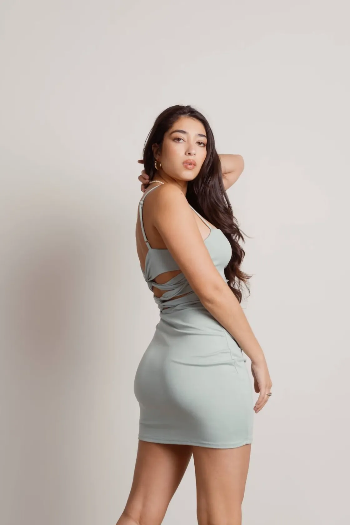 Tobi Willie Open Twist Back Bodycon Mini Dress -